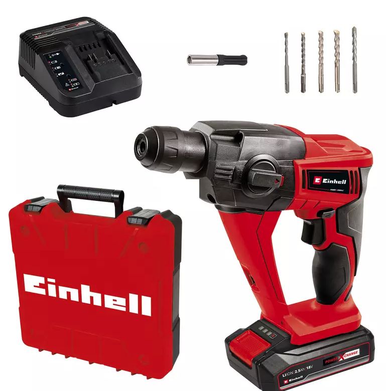 Аккумуляторный перфоратор Einhell PXC TE-HD 18 Li (1x2.5 Aч) кейс, набор буров 4514218