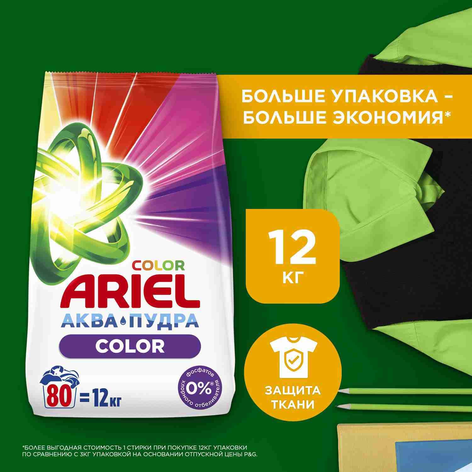 ПорошокстиральныйАвтоматArielСolor80стирок12кг