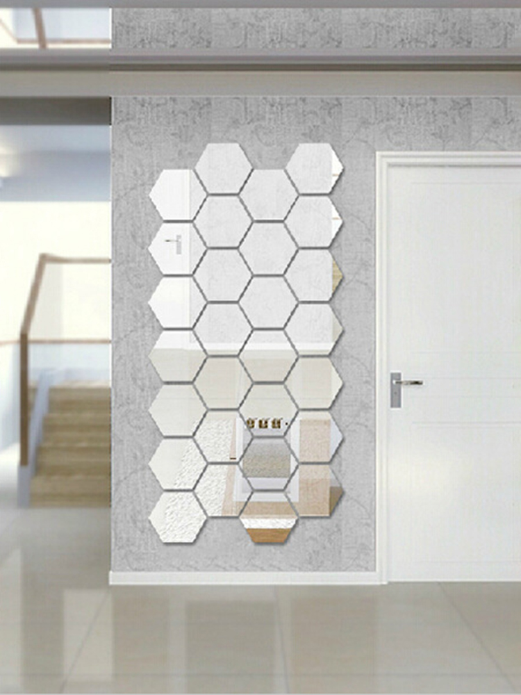 Зеркальнаяплиткасамоклеющаяся/Зеркальныенаклейкидляинтерьера/Настенныйдекор,AOOYOU"соты"18*16cm12шт