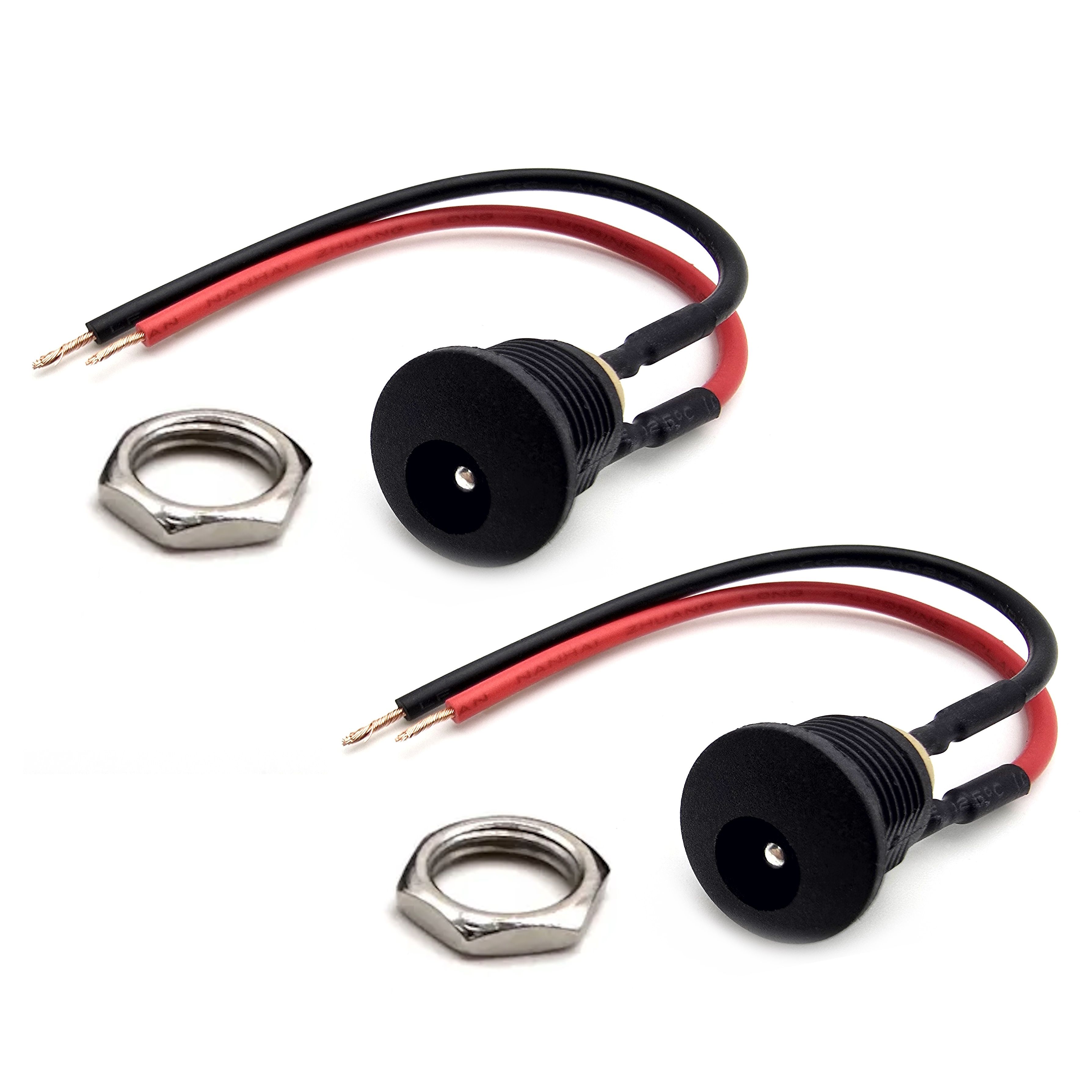 Гнездопитанияустановочноенакорпус5,5х2,5мм,сгайкой,провод100мм,комплект-2шт