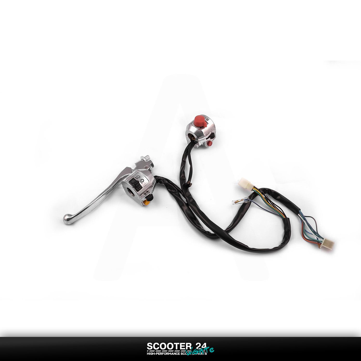 Блоки кнопок руля (пара пульты) на мопед Zongshen ZS50F чоппер / хром