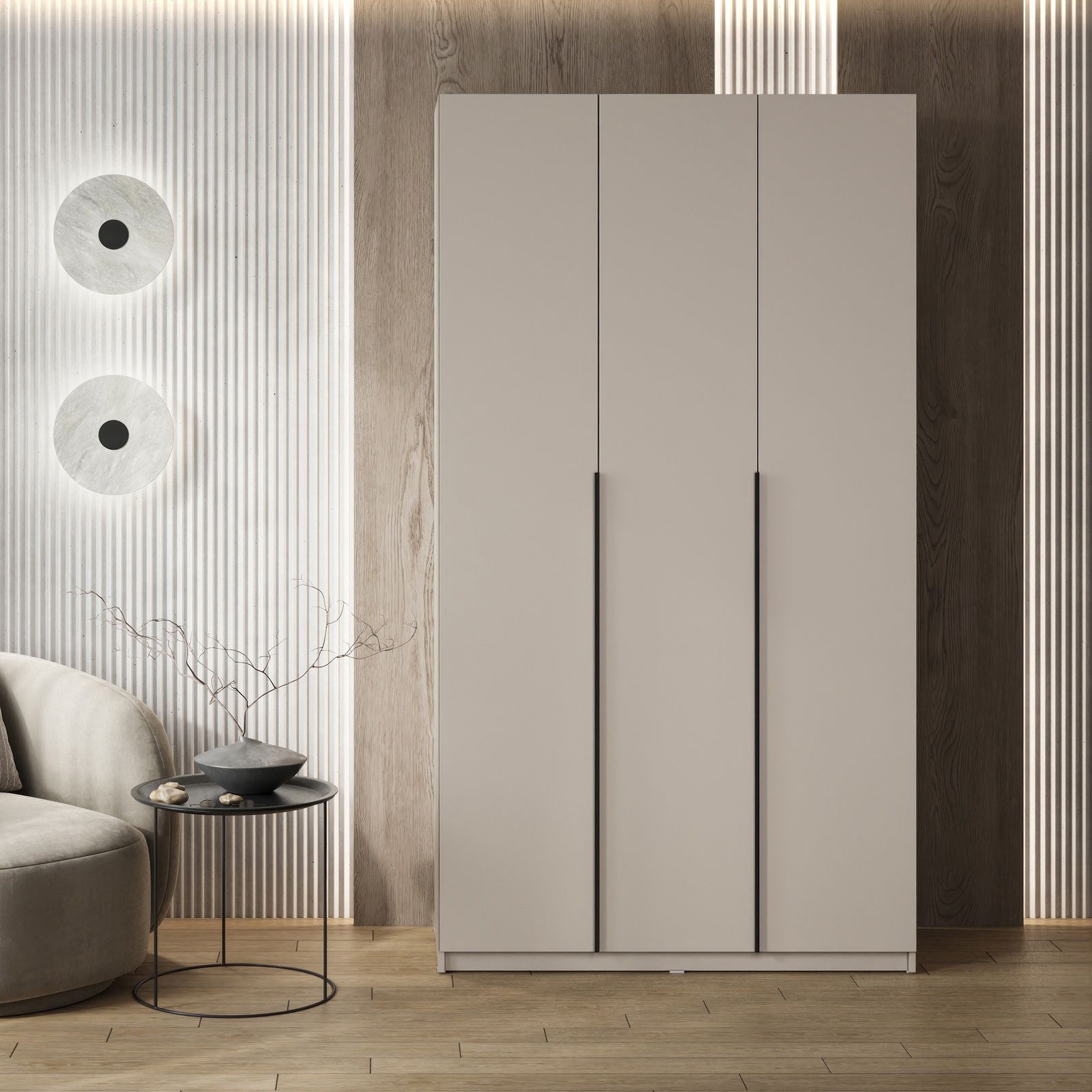 Шкаф распашной, Бруно, 120х50.5х221.6 см Кашемир / шкаф для одежды распашной с полками, со штангой / мебель для дома