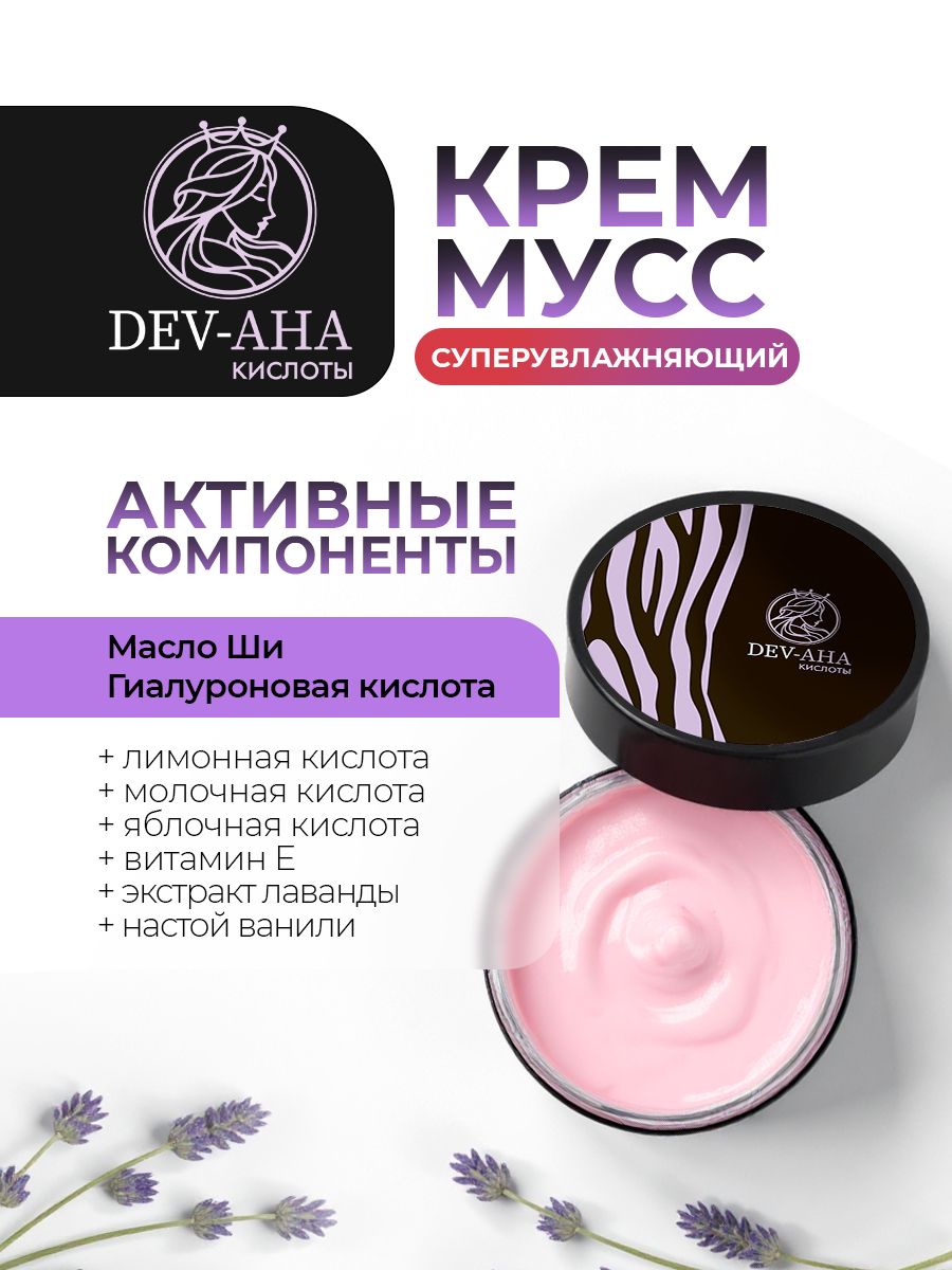 Крем-мусс Супер-увлажняющий для рук и тела с AHA-кислотами и гиалуроновой кислотой