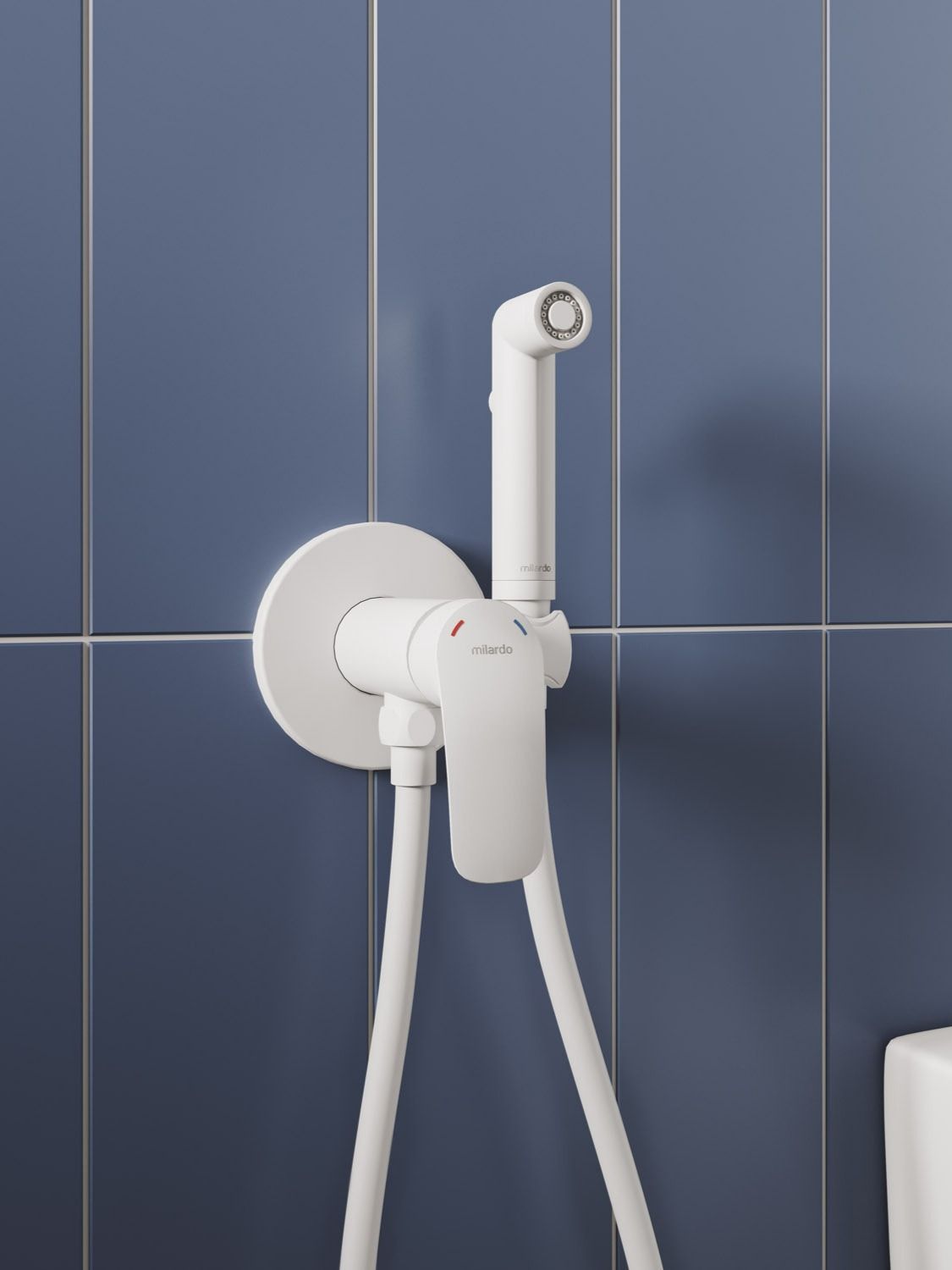 Фото товара на маркетплейсе ozon Гигиенический душ со смесителем, Milardo, белый матовый, Rora, RORWTR0M08