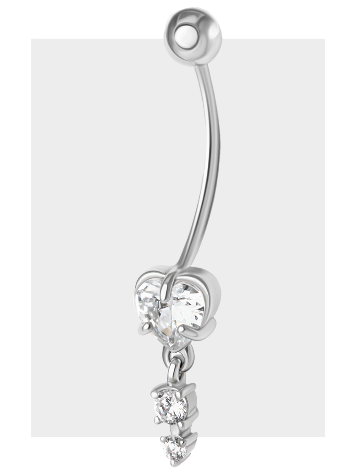 Пирсинг в пупок серебро 925 с подвеской и фианитами