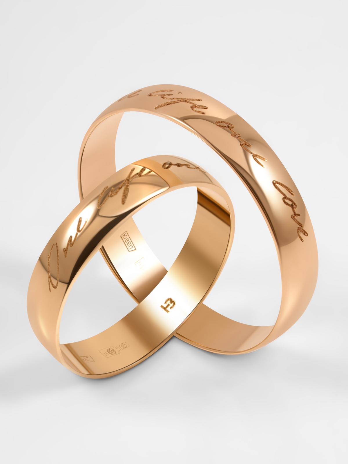 Обручальное кольцо золото 585 с гравировкой, ширина 4 мм