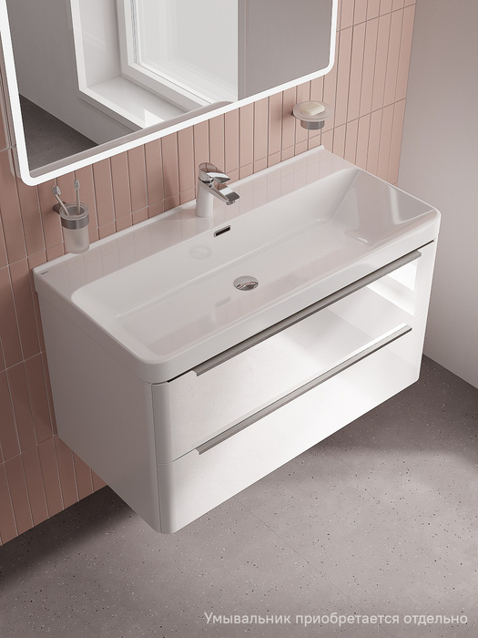 Фото товара на маркетплейсе ozon Тумба для ванной, подвесная, с ящиками, 100 см, белый, IDDIS, Cloud X, CLX10W0i95 (подходит раковина 0171000i28)