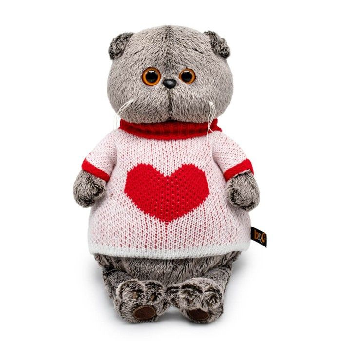 Мягкая игрушка "Басик", в свитере с сердцем, 19 см. Basik&Co #1