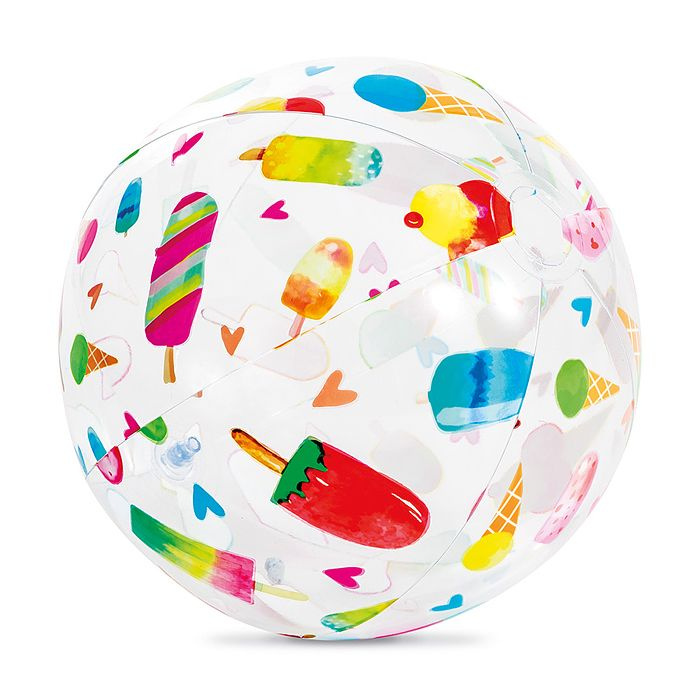 Мяч надувной детский пляжный "Узоры", диаметр 51 см, от 3 лет, мороженое 59040NP INTEX  #1