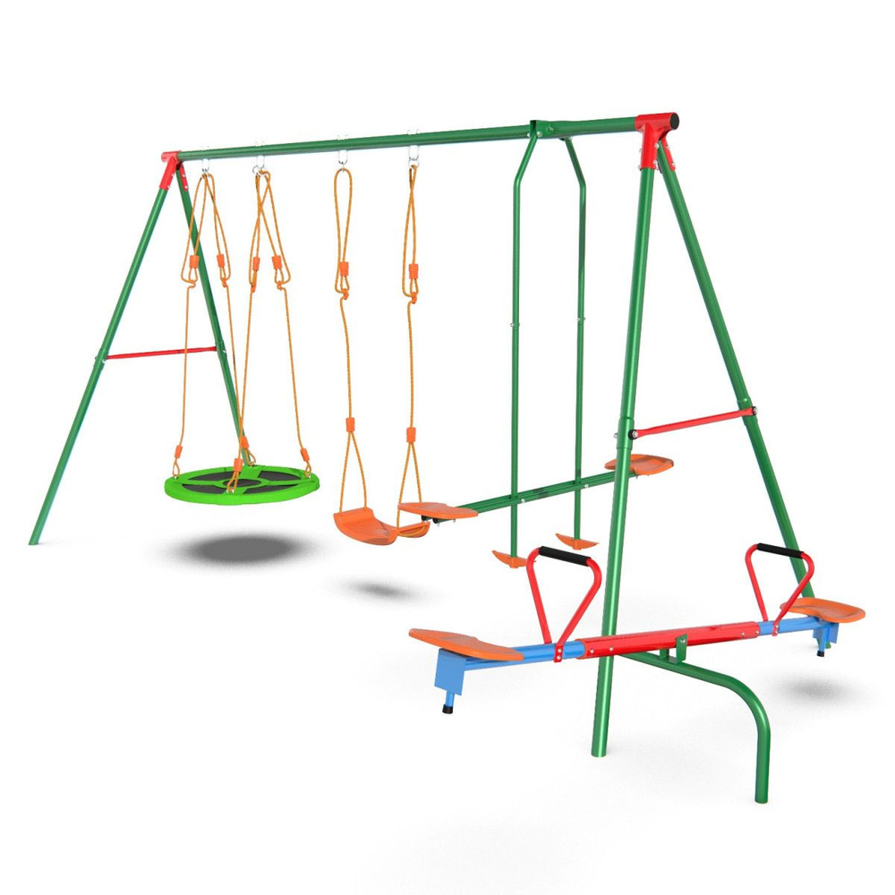 Детский комплекс DFC MULTIPLAY качели: планер, верёвочные, гнездо и балансир  #1