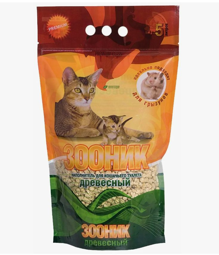 Зооник / Наполнитель для кошачьего туалета Древесный, 5 л - купить с ...