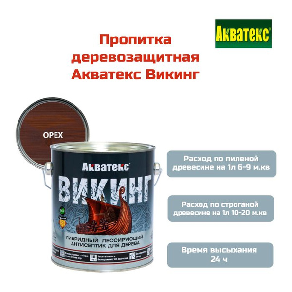 Пропитка деревозащитная Акватекс ВИКИНГ орех 2,5 л - купить по низкой ...