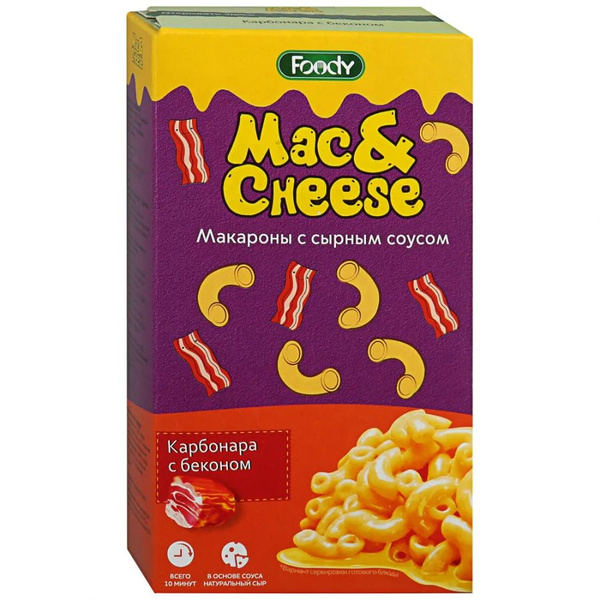Макароны с сырным соусом Foody Mac&Cheese с соусом карбонара , 143г х 2 ...