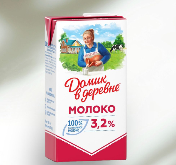 Молоко ультрапастеризованное 3,2% Домик в деревне, 0,5 л - купить с ...