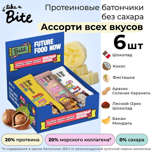 Характеристики Батончики протеиновые глазированные Bite Ассорти All-in ...