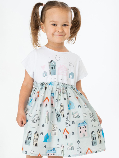 Летнее хлопковое платье из перкаля для девочки Bonito kids P1188бледно ...