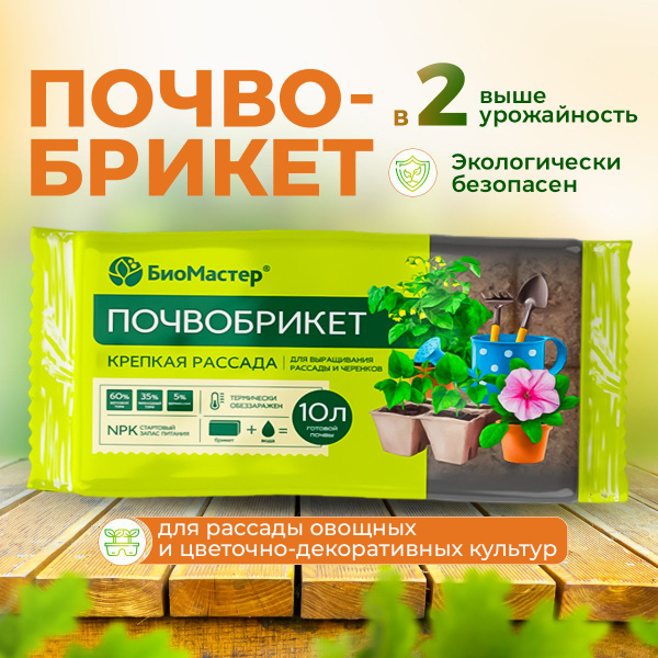 Универсальный торфяной почвобрикет БиоМастер для выращивания черенков и ...