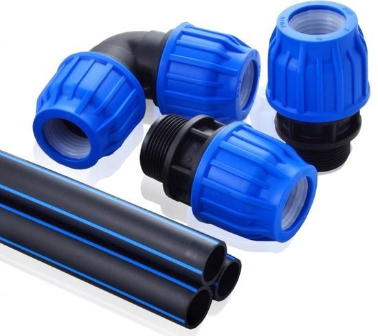 Набор фитингов соединительных для труб ПНД D40(отвод и две муфты 40*11 ...