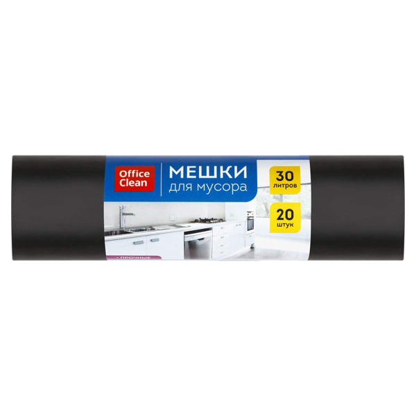 (5 рулонов) - Мешки для мусора 30л OfficeClean ПВД, 50*60см, 20мкм ...