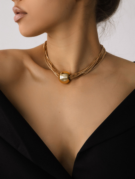 ViLeSA Колье женское бижутерия многослойное шар, цепочка на шею (чокер ...