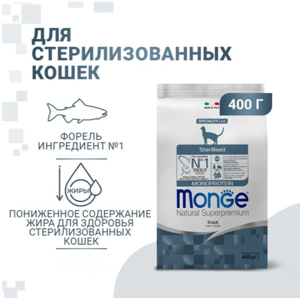 Корм для стерилизованных кошек Monge Cat Speciality Line Monoprotein ...