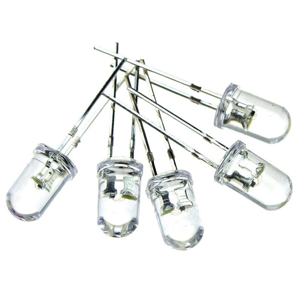 Светодиод 5мм, 3V цвет белый, мигающий, линза прозрачная, упаковка 5 ...