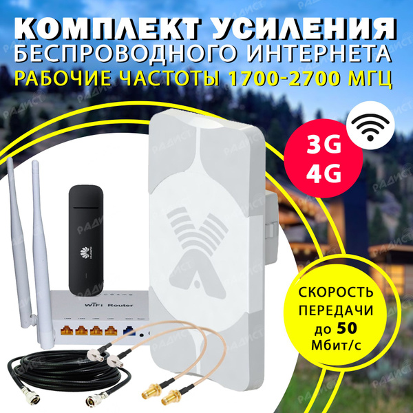 Комплект приема интернета E3372H smart с антенной AGATA-2 MIMO 2x2 ...
