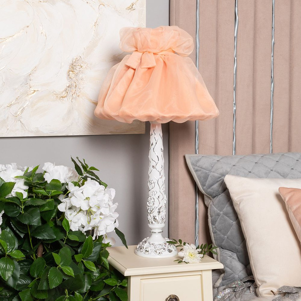 Настольный светильник Bogacho Лето на высокой ножке с абажуром для ...