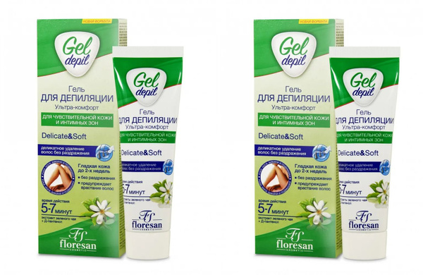 Floresan Гель для депиляции Gel-depil, Ультра-комфорт, 100 мл, 2 уп ...