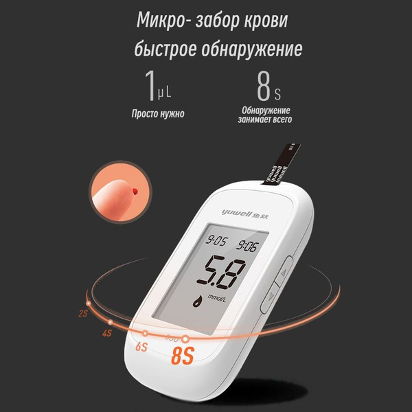 Глюкометр (анализатор крови, мониторинг уровня глюкозы в крови)/100 ...