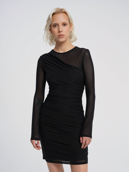 Вечернее платье в сеточку ТВОЕ, цвет: черный, Женский, Лето, размер 46 ...