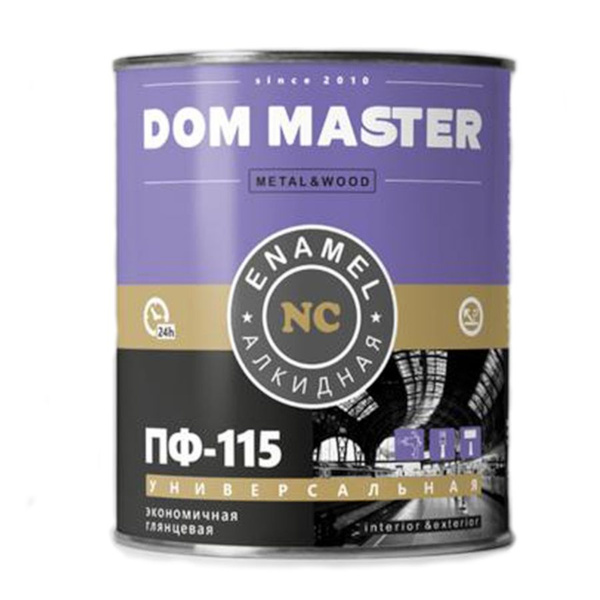 Краска эмаль DOM MASTER, эмаль ПФ-115, по ржавчине, металлу, дереву ...