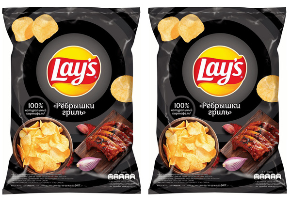 Чипсы картофельные Lay's Ребрышки гриль, 2 шт по 140 г - купить с ...