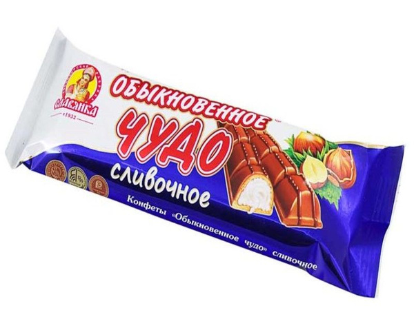 Шоколадный батончик, вафельный, конфеты "Обыкновенное чудо", сливочный ...
