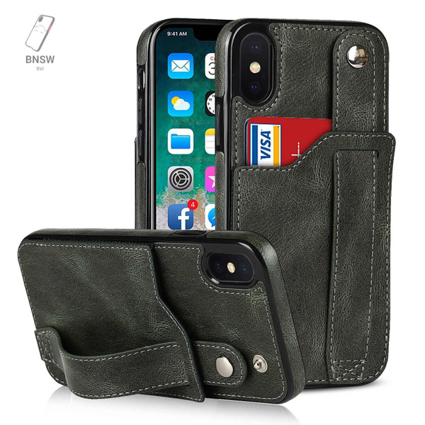 Кожаный чехол для iPhone X/ XS телефона с держателем на запястье ...