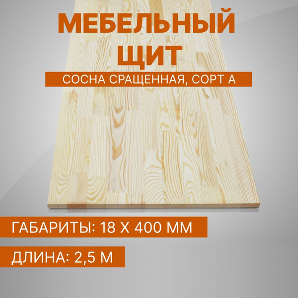 Мебельный щит сосна сращенная 18*400*2500 мм, сорт А купить на OZON по ...