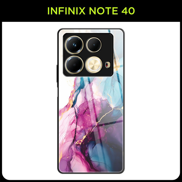 Стеклянный чехол на Infinix Note 40 / Инфиникс Нот 40 с принтом "Мрамор ...