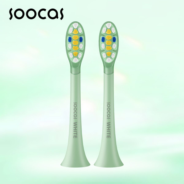 2 шт Сменные насадки для Электрическая зубной щетки SOOCAS D3, зеленый ...