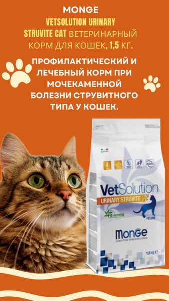 Monge VetSolution Urinary Struvite Cat ветеринарный корм для кошек, 1,5 ...
