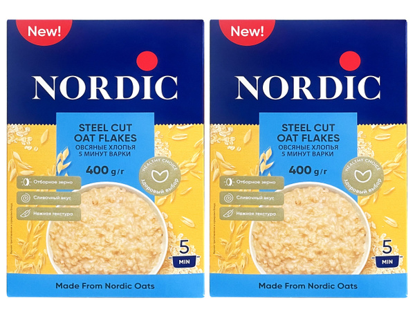 Nordic овсяные хлопья 5 минут варки, 400г х 2шт - купить с доставкой по ...