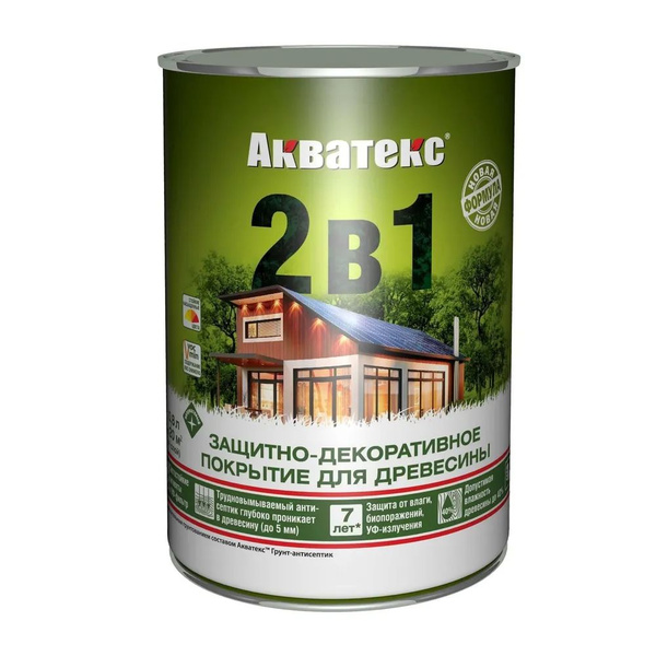Характеристики Акватекс 2 в 1, цвет Орех, 0,8 л, пропитка по дереву ...