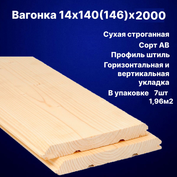 Вагонка 14х140х2000 сорт АВ 7шт - купить с доставкой по выгодным ценам ...