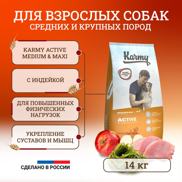 Karmy Active Medium & Maxi полнорационный сухой корм для собак средних ...
