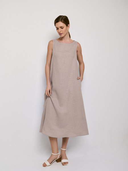 Сарафан льняной летний длинный, Женский, Лето, размер 44, материал Лен ...