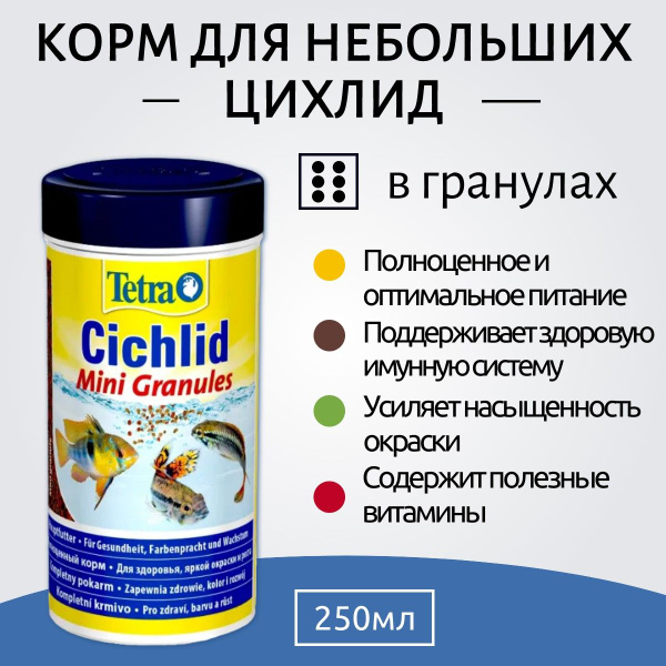 Tetra Cichlid Mini Granules корм для небольших цихлид в гранулах 250 мл ...