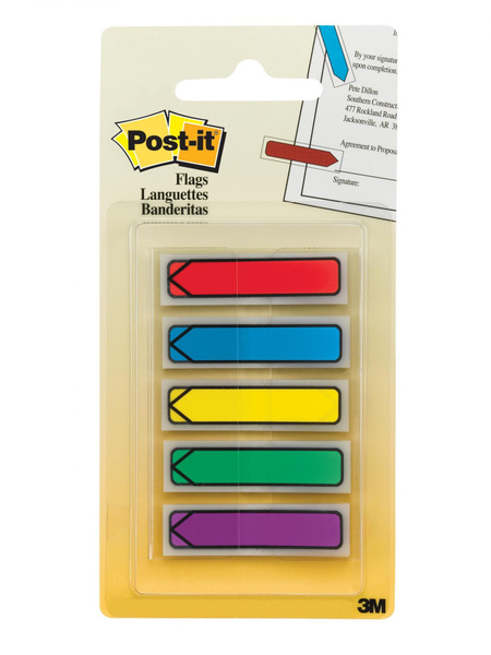 Закладки клейкие POST-IT, пластиковые, 12 мм, 5 цветов х 20 шт ...