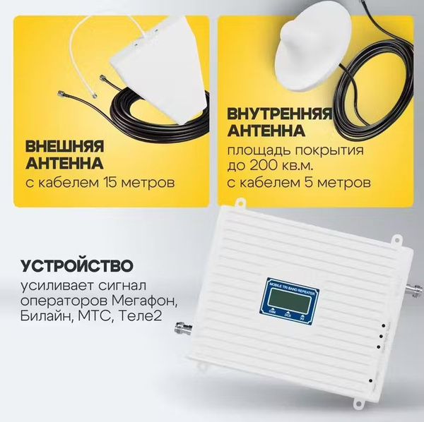 Усилитель сигнала сотовой связи и интернета С 1 АНТЕННОЙ. Репитер LTE ...