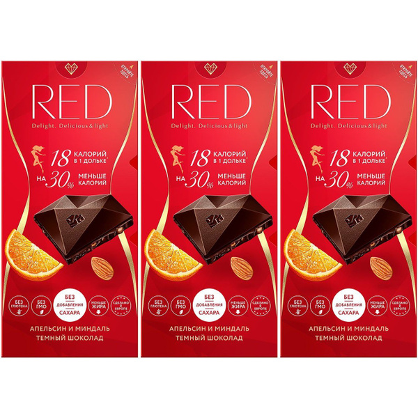 Шоколад Red Апельсин и миндаль темный 85 г, набор: 3 штуки купить на ...