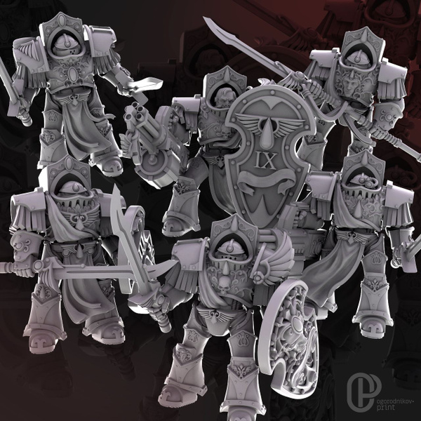 Warhammer 40K / Набор миниатюр Crimson Paladins - 47 мм / Вархаммер ...