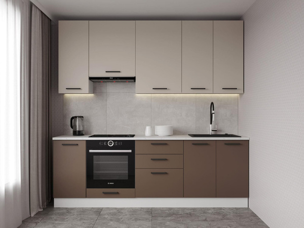 Кухня высокая ЛДСП Латте 2400 со столешницей Мрамор Марквина белый 38 ...